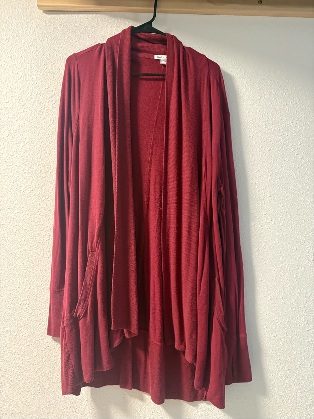 Athleta Open-Front Red Draped Cardigan